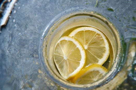 Lemon at the bottom of the decanter