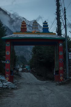 Gate entrance trekking along Annapurna circuit, Himalaya, Nepal, Asia