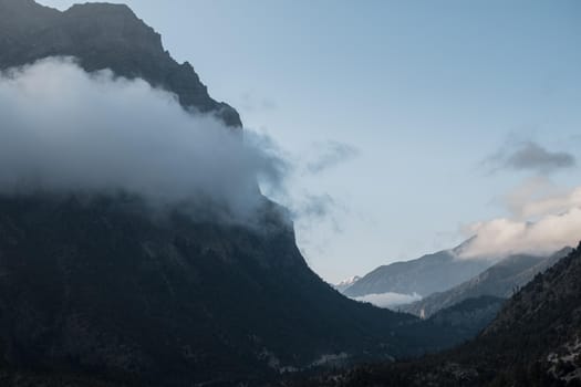 Mountains surrounding Upper Pisang, over Marshyangdi river, Annapurna circuit, Nepal