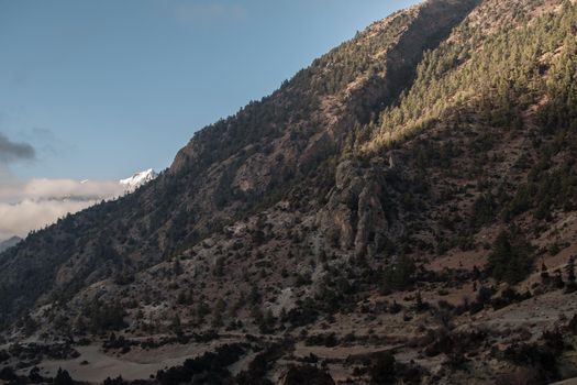 Mountains surrounding Upper Pisang, over Marshyangdi river, Annapurna circuit, Nepal