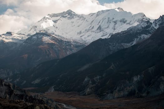 Mountains trekking Annapurna circuit, Marshyangdi river valley, Himalaya, Nepal, Asia