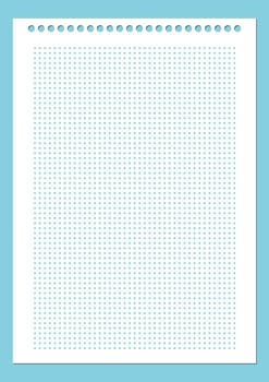 Grid paper. Dotted grid on white background. Abstract dotted transparent illustration with dots. White geometric pattern for school, copybooks, notebooks, diary, notes, banners, print, books.