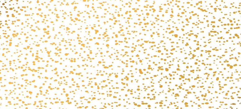 Abstract fashion polka dots background. White dotted pattern with golden gradient circles. Template design for invitation, poster, card, flyer, banner, textile, fabric.