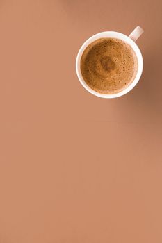 Drinks menu, italian espresso recipe and organic shop concept - Cup of hot coffee as breakfast drink, flatlay cups on beige background