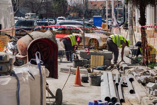 Renovation of pavements and public infrastructure at the city center.