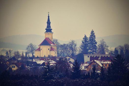 Nice ancient church. Troubsko - South Moravia - Czech Republic. Church of the Assumption.