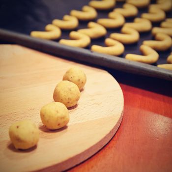 Baking home made Christmas cookies. Classical Czech tradition. Concept for the winter season, food and Christmas holidays.