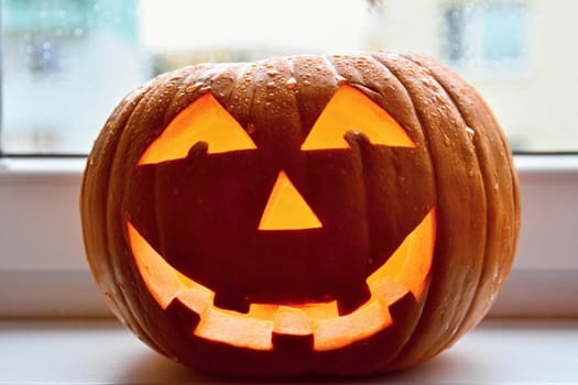 Halloween pumpkin lantern with black background