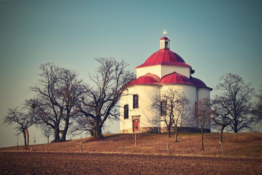 Chapel of the Holy Trinity - Beautiful small chapel on the hill at sunset. Rosice - Czech Republic.