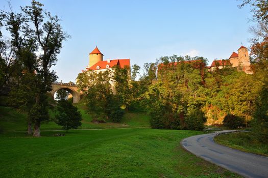 Beautiful Gothic castle Veveri. The city of Brno at the Brno dam. South Moravia - Czech Republic - Central Europe.