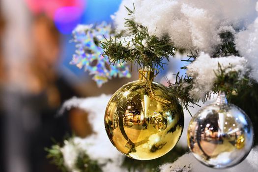 Christmas decoration. Abstract colorful background with Christmas tree.