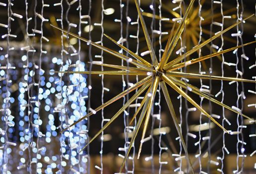 Abstract christmas background, xmas texture from color lights for Christmas tree.