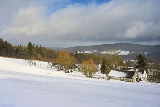 Beautiful winter landscape. Highland - Czech Republic.