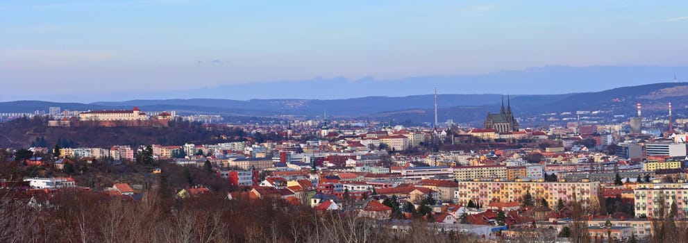 The city of Brno, Czech Republic-Europe. Top view of the city with monuments and roofs. panorama photo