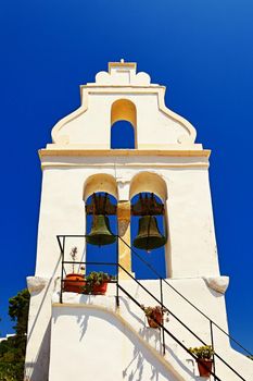 Beautiful Greek church-temple on the island of Corfu-Greece. Vlacherna Monastery.