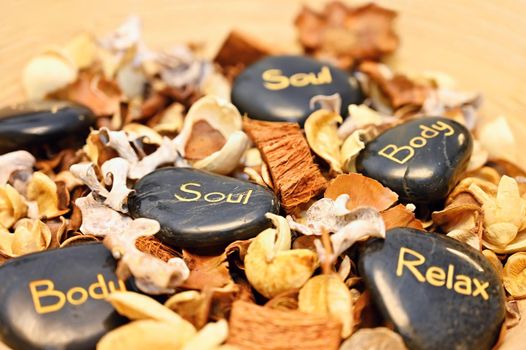Massage lava stones. Concept for massage, relaxation and mental health.