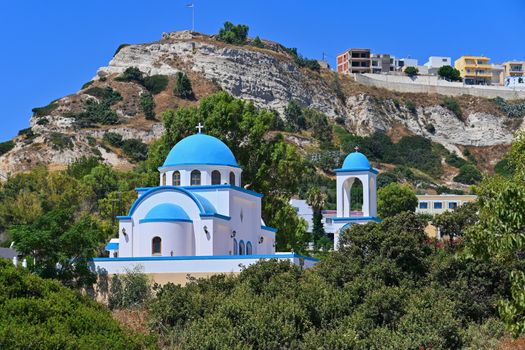 Traditional beautiful small chapel Greek style. Kos Island-Greece.