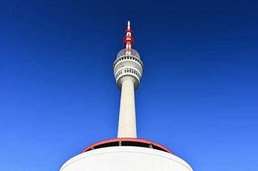 Highest Peak of Moravia, Praded 1492 m. Transmitter and lookout tower on the hill. Jeseniky Mountains Czech Republic