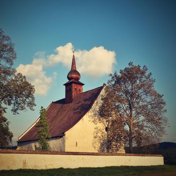 Landscape with a beautiful chapel near castle Veveri. Czech Republic city of Brno. The Chapel of the Mother of God.