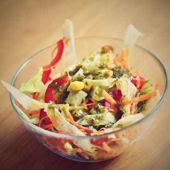 Vegetable salad in a bowl. Healthy fresh food for the modern lifestyle.