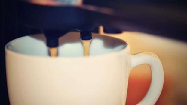 Espresso machine brewing a coffee.