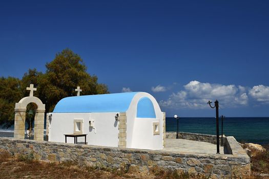 Beautiful little Greek chapel at sunset on the island of Crete - Greece.