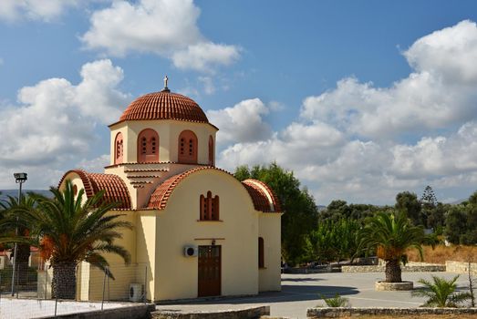 Beautiful little Greek chapel at sunset on the island of Crete - Greece.
