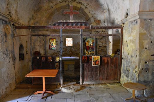 Beautiful little Greek chapel at sunset on the island of Crete - Greece.