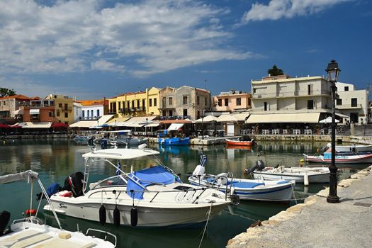 20th August 2017 Rethymno Crete, Greece. Old Venetian harbor of Rethimno.  