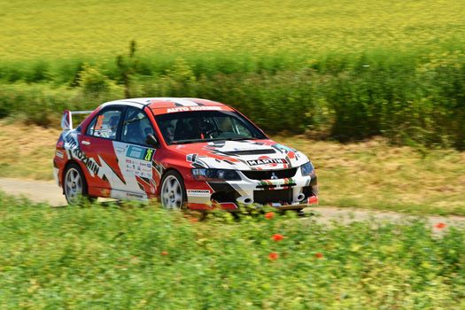 Hustopece, Czech Republic June 18, 2016. Rally car. Race.