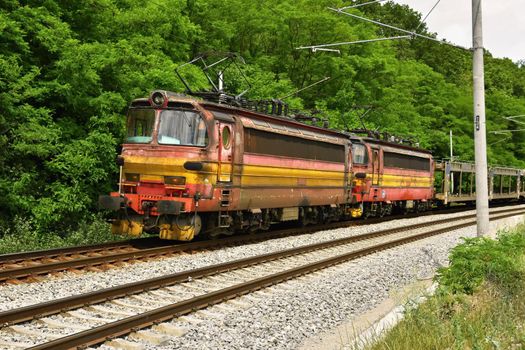 Beautiful Czech passenger train with carriages.