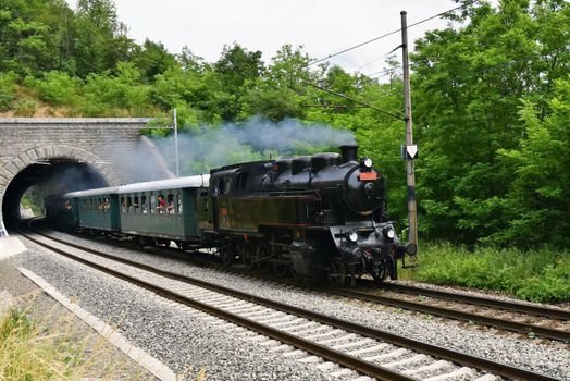 Historic steam train. Specially launched Czech old steam train for trips and for traveling around the Czech Republic.