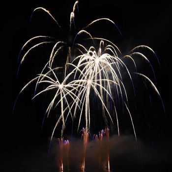 Beautiful colorful fireworks on water. Brno dam.
International Fireworks Competition Ignis Brunensis. Brno - Czech Republic - Europe.