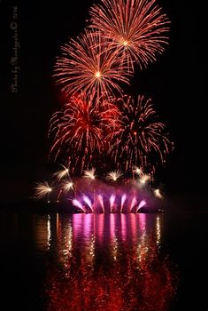 Beautiful colorful fireworks on water. Brno dam.
International Fireworks Competition Ignis Brunensis. Brno - Czech Republic - Europe.