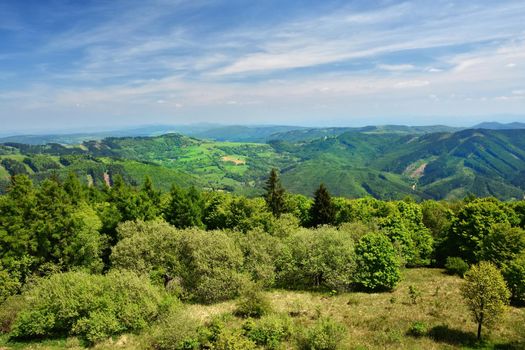Beautiful landscape in the mountains in summer. Czech Republic - the White Carpathians - Europe. Summertime.