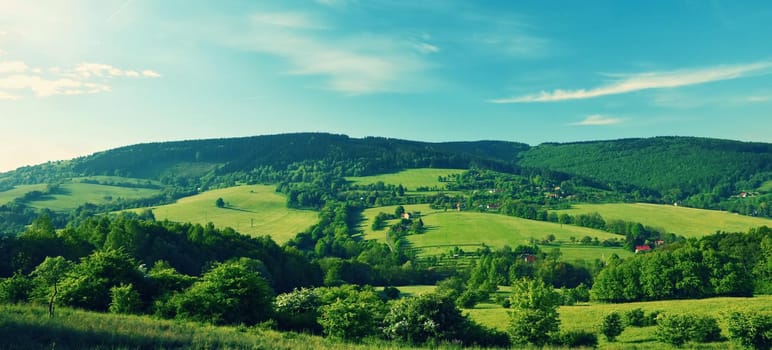 Beautiful landscape in the mountains in summer. Czech Republic - the White Carpathians - Europe.