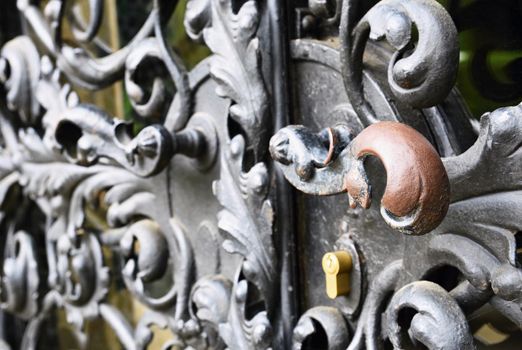Beautiful old gate. Nice handmade blacksmith work.