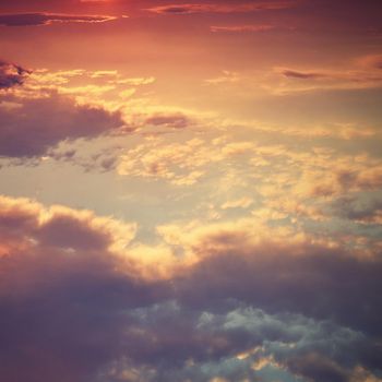 Beautiful sunset - sunrise with clouds. Sky with clouds. Colorful natural background.