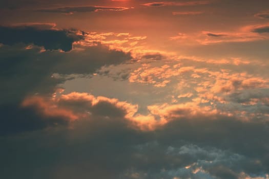 Beautiful sunset - sunrise with clouds. Sky with clouds. Colorful natural background.
