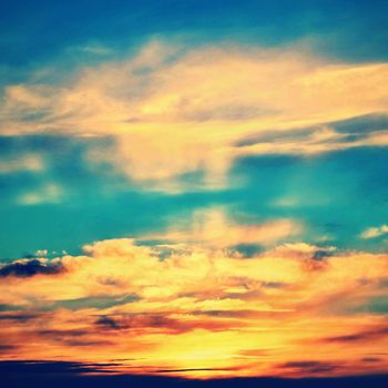 Dramatic sunset and sunrise sky. Colorful natural background.