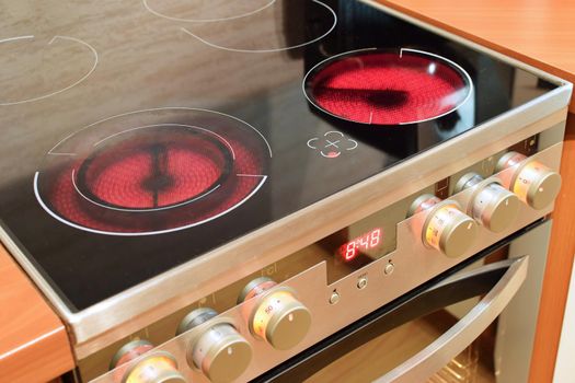 Electric ceramic stove inside the kitchen