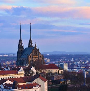 Petrov - St. Peters and Paul church in Brno city. Central Europe Czech Republic.