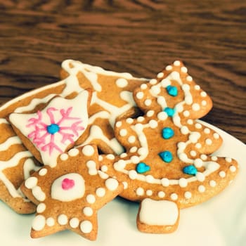 Christmas sweets. Traditional homemade handmade Czech sweets. Gingerbreads