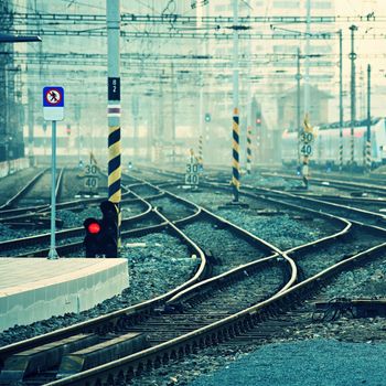 The train station and tracks. Brno Czech Republic. Central Station.