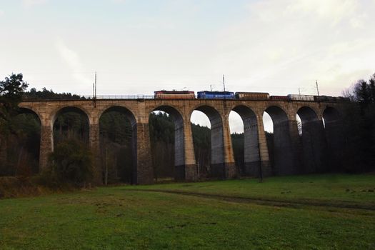 Railway bridge. Beautiful old building of the bridge in the Czech Republic.
