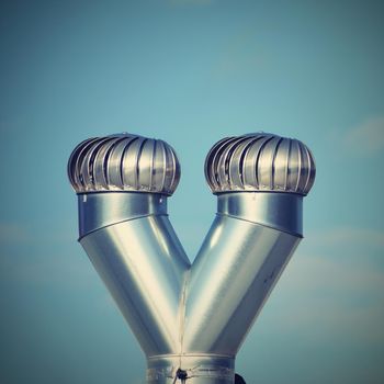 Ventilation and air conditioning on the roof of the house