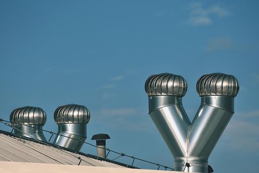 Ventilation and air conditioning on the roof of the house