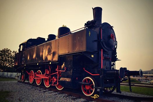 Beautiful old steam train - a locomotive. Austria-Europe.