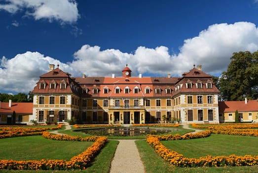 National cultural monument State Castle Rajec nad Svitavou in the classical style. South Moravia, Czech Republic.