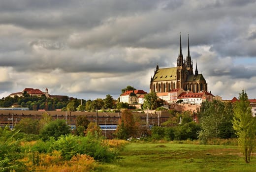 The icons of the Brno city's ancient churches, castles Spilberk. Czech Republic- Europe. HDR - photo.